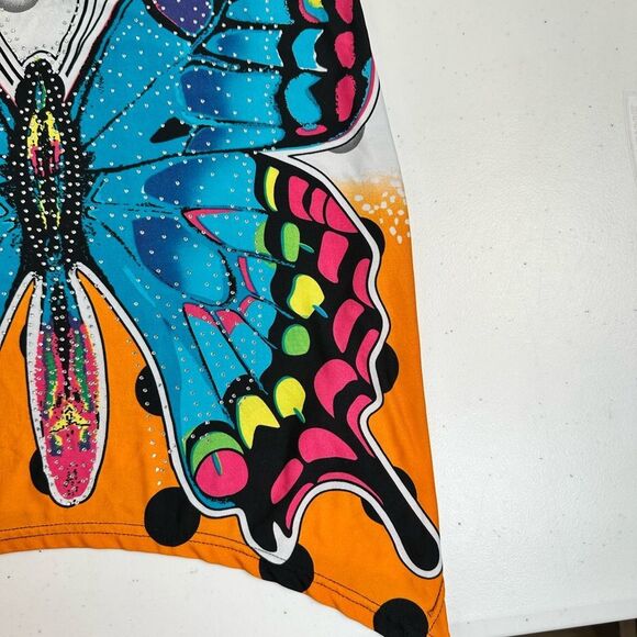 EUC CR Women’s Colorful Studded Butterfly Tank Top Shark Hem Line - Size XL - Picture 7 of 9